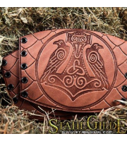 Leather Cuff LARP Bracers Armor Thor's Hammer Mjolnir Scale design: a pair